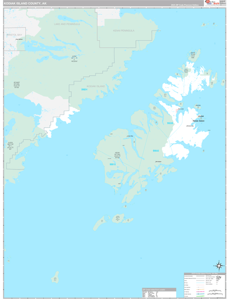 Kodiak Island Borough (County), AK Wall Map Premium Style